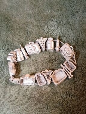 Source Unknown Silver Medical Charm Bracelet - Silver